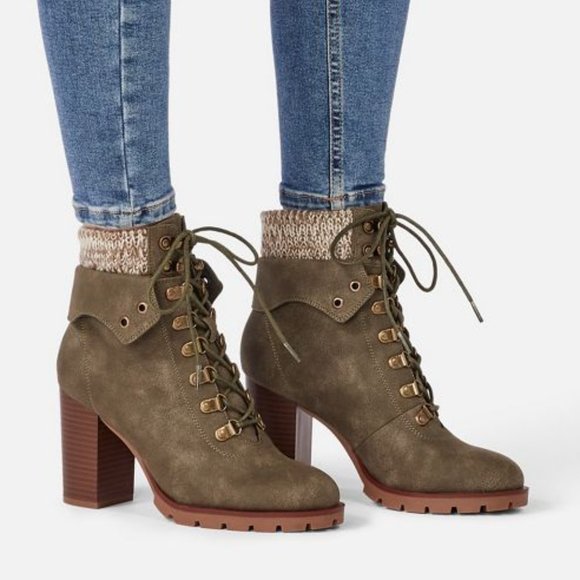 Keltie Lace-up Bootie - Olive - Picture 1 of 9